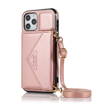 Multi-functional Cross-body Card Bag TPU+PU Back Cover Case with Holder & Card Slot & Wallet For iPhone 12 / 12 Pro(Rose Gold)-garmade.com