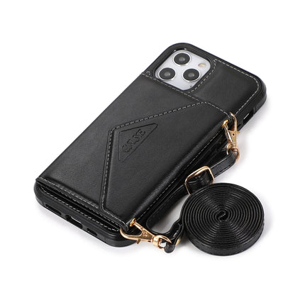 Multi-functional Cross-body Card Bag TPU+PU Back Cover Case with Holder & Card Slot & Wallet For iPhone 12 / 12 Pro(Black)-garmade.com