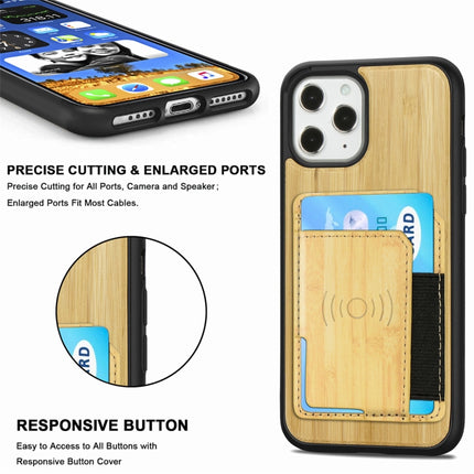 Wood Grain PU+TPU Protective Case with Card Slot For iPhone 12 Pro Max(Bamboo)-garmade.com