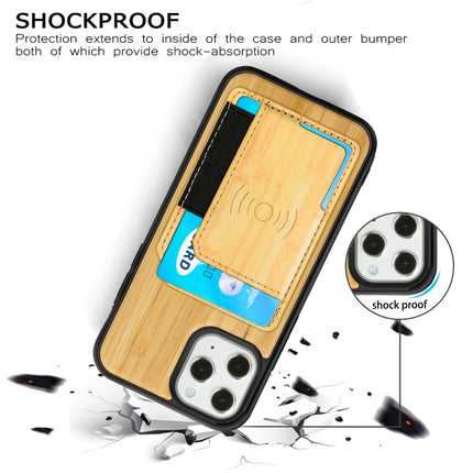 Wood Grain PU+TPU Protective Case with Card Slot For iPhone 12 Pro Max(Bamboo)-garmade.com