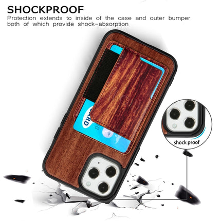 Wood Grain PU+TPU Protective Case with Card Slot For iPhone 12 Pro Max(Rose Wood)-garmade.com