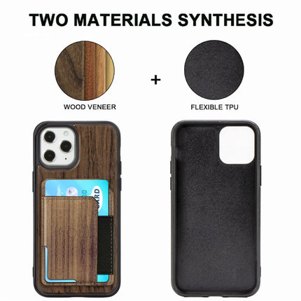 Wood Grain PU+TPU Protective Case with Card Slot For iPhone 12 Pro Max(Walnut)-garmade.com