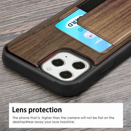 Wood Grain PU+TPU Protective Case with Card Slot For iPhone 12 / 12 Pro(Walnut)-garmade.com