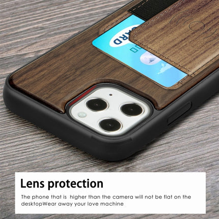 Wood Grain PU+TPU Protective Case with Card Slot For iPhone 12 / 12 Pro(Cherry Wood)-garmade.com