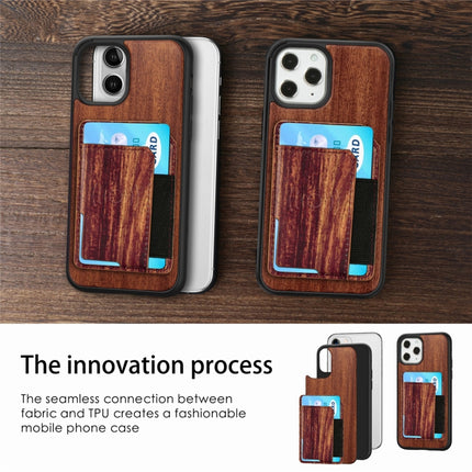 Wood Grain PU+TPU Protective Case with Card Slot For iPhone 12 / 12 Pro(Walnut)-garmade.com