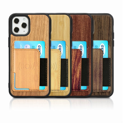 Wood Grain PU+TPU Protective Case with Card Slot For iPhone 12 / 12 Pro(Cherry Wood)-garmade.com
