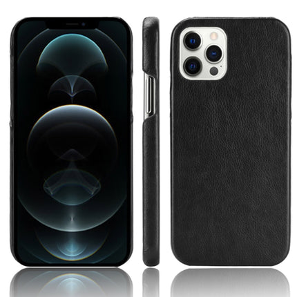 For iPhone 12 / 12 Pro Shockproof Litchi Texture PC + PU Case(Black)-garmade.com