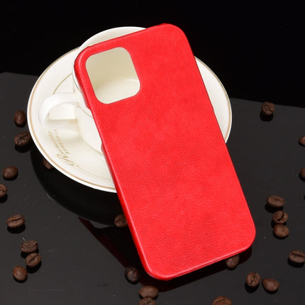 For iPhone 12 / 12 Pro Shockproof Litchi Texture PC + PU Case(Red)-garmade.com