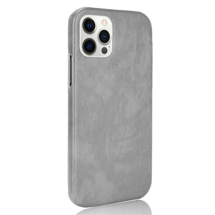 For iPhone 12 / 12 Pro Shockproof Litchi Texture PC + PU Case(Grey)-garmade.com