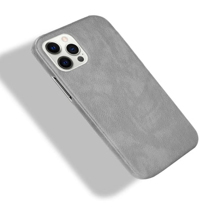 For iPhone 12 / 12 Pro Shockproof Litchi Texture PC + PU Case(Grey)-garmade.com