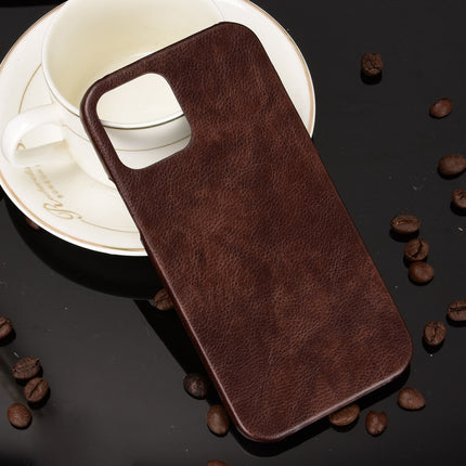 For iPhone 12 / 12 Pro Shockproof Litchi Texture PC + PU Case(Brown)-garmade.com