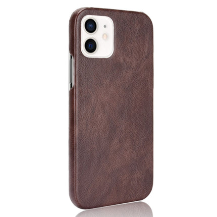 For iPhone 12 mini Shockproof Litchi Texture PC + PU Case(Brown)-garmade.com