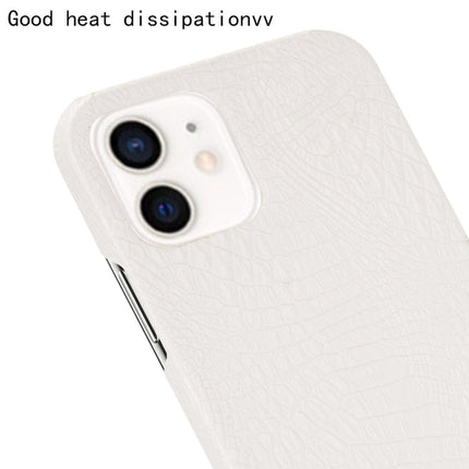 For iPhone 12 mini Shockproof Crocodile Texture PC + PU Case(White)-garmade.com
