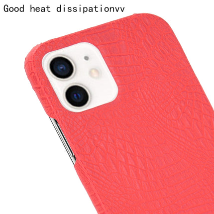 For iPhone 12 mini Shockproof Crocodile Texture PC + PU Case(Red)-garmade.com