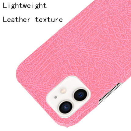 For iPhone 12 mini Shockproof Crocodile Texture PC + PU Case(Pink)-garmade.com