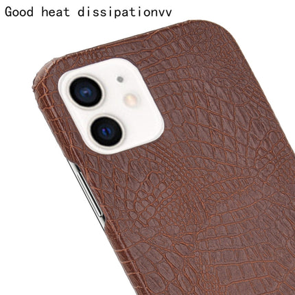 For iPhone 12 mini Shockproof Crocodile Texture PC + PU Case(Brown)-garmade.com