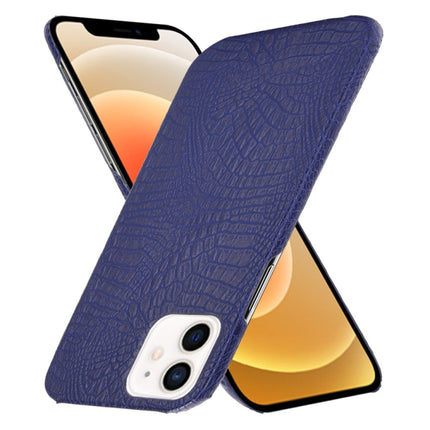 For iPhone 12 mini Shockproof Crocodile Texture PC + PU Case(Blue)-garmade.com