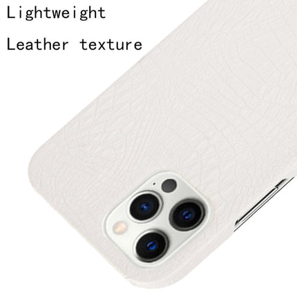 For iPhone 12 / 12 Pro Shockproof Crocodile Texture PC + PU Case(White)-garmade.com