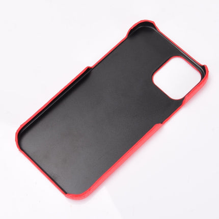 For iPhone 12 / 12 Pro Shockproof Crocodile Texture PC + PU Case(Red)-garmade.com