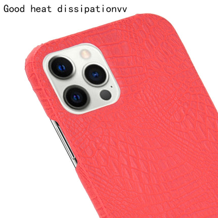 For iPhone 12 / 12 Pro Shockproof Crocodile Texture PC + PU Case(Red)-garmade.com
