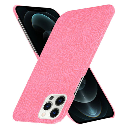 For iPhone 12 / 12 Pro Shockproof Crocodile Texture PC + PU Case(Pink)-garmade.com