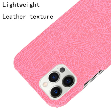 For iPhone 12 / 12 Pro Shockproof Crocodile Texture PC + PU Case(Pink)-garmade.com