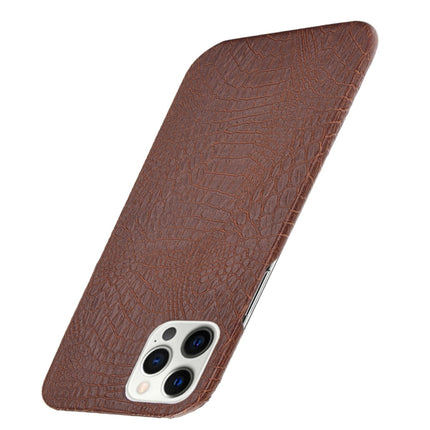 For iPhone 12 / 12 Pro Shockproof Crocodile Texture PC + PU Case(Brown)-garmade.com