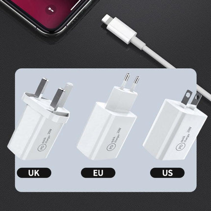 SDC-20W 2 in 1 PD 20W USB-C / Type-C Travel Charger + 3A PD3.0 USB-C / Type-C to 8 Pin Fast Charge Data Cable Set, Cable Length: 1m, US Plug-garmade.com