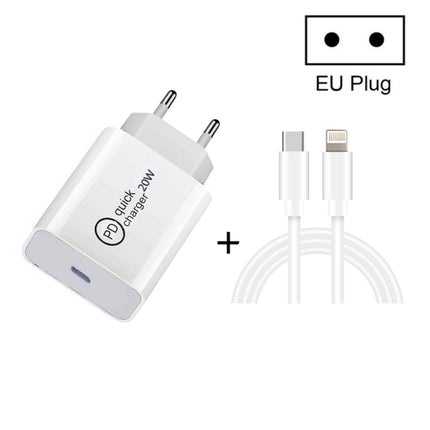 SDC-20W 2 in 1 PD 20W USB-C / Type-C Travel Charger + 3A PD3.0 USB-C / Type-C to 8 Pin Fast Charge Data Cable Set, Cable Length: 1m, EU Plug-garmade.com