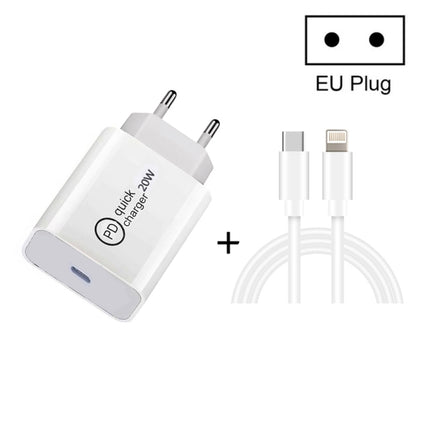 SDC-20W 2 in 1 PD 20W USB-C / Type-C Travel Charger + 3A PD3.0 USB-C / Type-C to 8 Pin Fast Charge Data Cable Set, Cable Length: 2m, EU Plug-garmade.com
