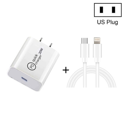 SDC-20W 2 in 1 PD 20W USB-C / Type-C Travel Charger + 3A PD3.0 USB-C / Type-C to 8 Pin Fast Charge Data Cable Set, Cable Length: 2m, US Plug-garmade.com