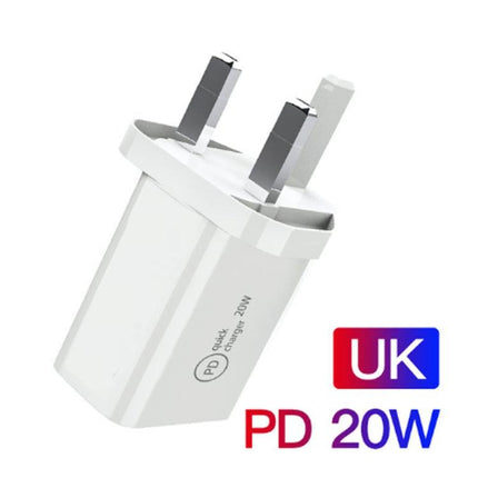 SDC-20W 2 in 1 PD 20W USB-C / Type-C Travel Charger + 3A PD3.0 USB-C / Type-C to 8 Pin Fast Charge Data Cable Set, Cable Length: 2m, UK Plug-garmade.com