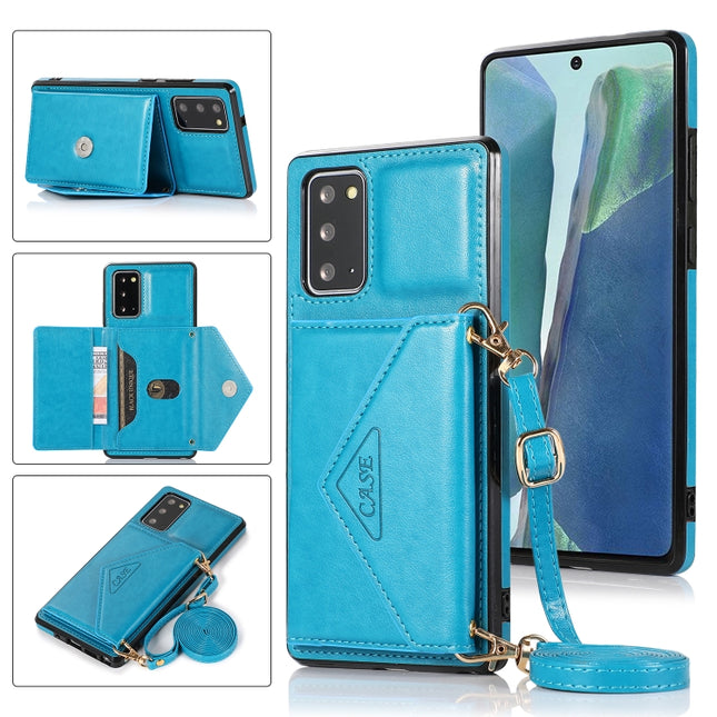 For Samsung Galaxy Note20 Ultra Multi-functional Cross-body Card Bag TPU+PU Back Cover Case with Holder & Card Slot & Wallet(Blue)-garmade.com