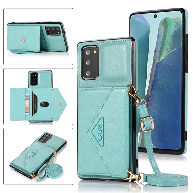For Samsung Galaxy Note20 Ultra Multi-functional Cross-body Card Bag TPU+PU Back Cover Case with Holder & Card Slot & Wallet(Green)-garmade.com