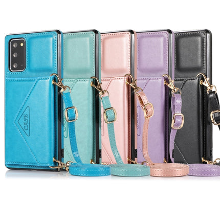 For Samsung Galaxy Note20 Ultra Multi-functional Cross-body Card Bag TPU+PU Back Cover Case with Holder & Card Slot & Wallet(Blue)-garmade.com