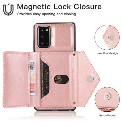 For Samsung Galaxy Note20 Multi-functional Cross-body Card Bag TPU+PU Back Cover Case with Holder & Card Slot & Wallet(Rose Gold)-garmade.com