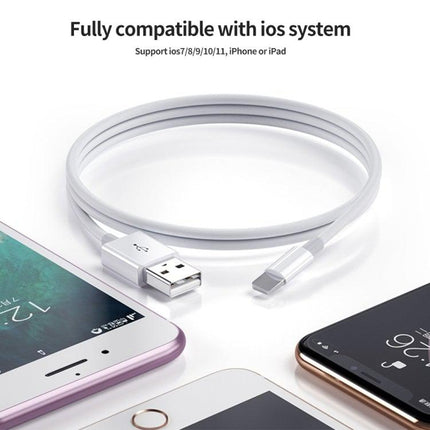 XJ-017 3A USB Male to 8 Pin Male Fast Charging Data Cable, Length: 1m-garmade.com