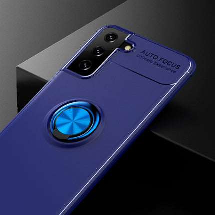 For Samsung Galaxy S21 5G Metal Ring Holder 360 Degree Rotating TPU Case(Blue+Blue)-garmade.com