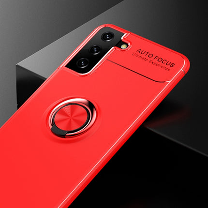 For Samsung Galaxy S21 5G Metal Ring Holder 360 Degree Rotating TPU Case(Red+Red)-garmade.com