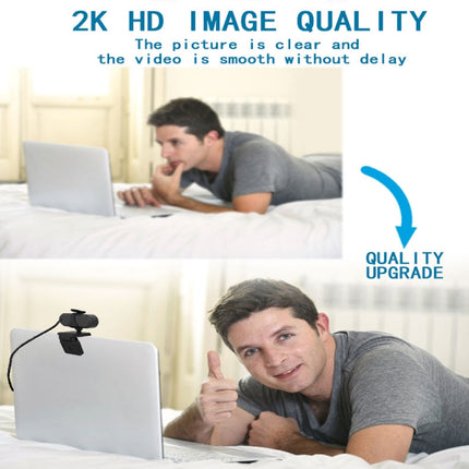 B1 4 Million Pixels 2K Resolution HD 1080P 360 Degrees Rotation Webcam with Mic & Tripod-garmade.com