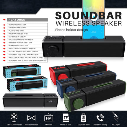 New Rixing NR4023 TWS Wireless Stereo Bluetooth Speaker, Support TF Card & MP3 & FM & Hands-free Call & 3.5mm AUX(Black)-garmade.com