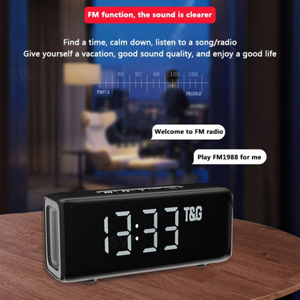 T&G TG174 TWS Mmirror Bluetooth Speaker, Support Alarm Clock / Time & Temperature Display / Micro SD Card / FM / MP3(Black)-garmade.com