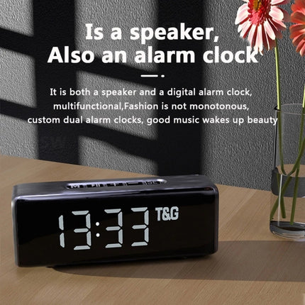 T&G TG174 TWS Mmirror Bluetooth Speaker, Support Alarm Clock / Time & Temperature Display / Micro SD Card / FM / MP3(Blue)-garmade.com
