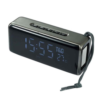 T&G TG174 TWS Mmirror Bluetooth Speaker, Support Alarm Clock / Time & Temperature Display / Micro SD Card / FM / MP3(Gray)-garmade.com