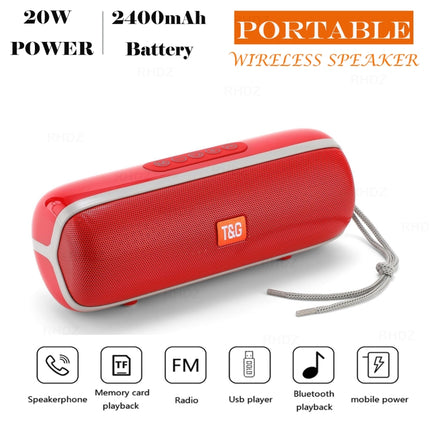 T&G TG183 TWS Mini Wireless Bluetooth Speaker, Supports AUX / USB 2.0 / FM / 32GB TF Card or Micro SD Card(Red)-garmade.com