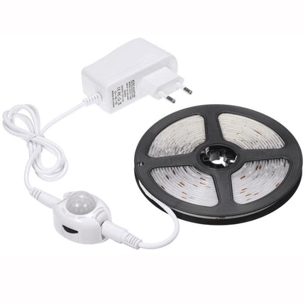 2m Wireless PIR Motion Sensor LED Strip Light 12V Smart Stair Cabinet Wall Lamp, EU plug(Warm white Light)-garmade.com