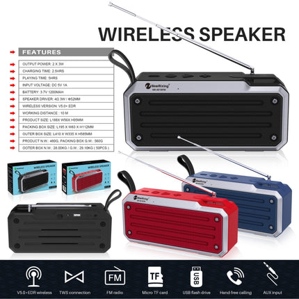 NewRixing NR4018FM TWS Portable Stereo Bluetooth Speaker, Support TF Card / FM / 3.5mm AUX / U Disk / Hands-free Call(Black)-garmade.com