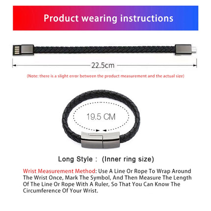 XJ-28 3A USB to 8 Pin Creative Bracelet Data Cable, Cable Length: 22.5cm(Black)-garmade.com