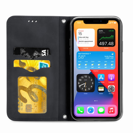Retro Skin Feel Business Magnetic Horizontal Flip Leather Case with Holder & Card Slots & Wallet & Photo Frame For iPhone 12 Pro Max(Black)-garmade.com