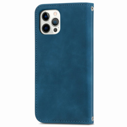 Retro Skin Feel Business Magnetic Horizontal Flip Leather Case with Holder & Card Slots & Wallet & Photo Frame For iPhone 12 Pro Max(Blue)-garmade.com